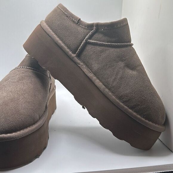 CUSHIONAIRE Women's Genuine Suede Cozy Mule Platform +Memory Foam 9 TAUPE - Picture 6 of 7